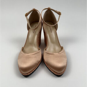 Vibi Venezia Vaniglia Satin Wedges w/ Ankle Lace Heels Pink Size EU 37 NWT